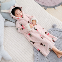 Childrens robe baby bathrobe thickened autumn and winter pajamas home clothes childrens clothing boys and girls coral velvet flannel skirt