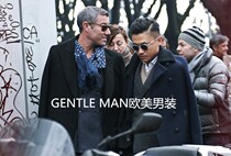 Autumn and Winter clothes European and American mens mid-length slim-fit black wool coat thickened British retro double breasted