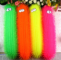 Hot sale stall night market big Caterpillar pinch ball glowing toy dense hair ball Childrens Day Christmas gift flash ball