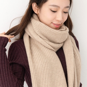双面羊绒围巾女高档冬季加厚欧美100%纯山羊绒针织围巾脖男女通用