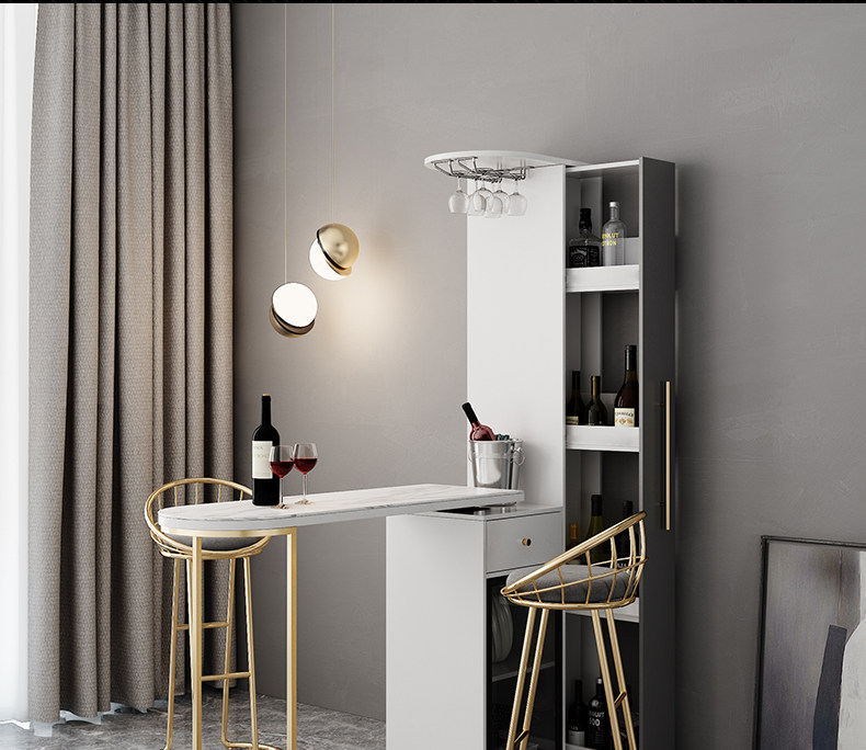 轻奢旋转吧台桌家用现代简约隔断酒柜一体小户型创意折叠靠墙吧台