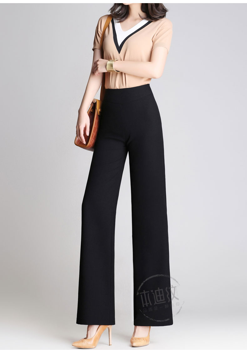 毛呢直筒裤女裤子秋冬2020新款黑色休闲裤显瘦长裤宽松高腰西装裤
