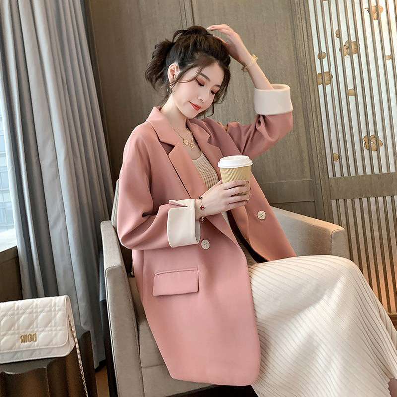 Plus fat plus size suit jacket female spring fat MM Korean style foreign style loose and thin small suit 200 catties fat sister