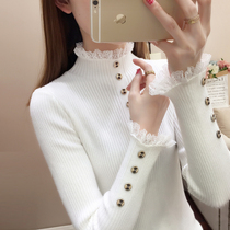  Semi-turtleneck sweater womens 2019 Western-style top slim-fit tight lace sweater with autumn and winter new bottoming shirt
