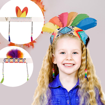 Xibao Thanksgiving Indian feather headdress Turkey head ring hat Kindergarten Childrens handmade diy materials