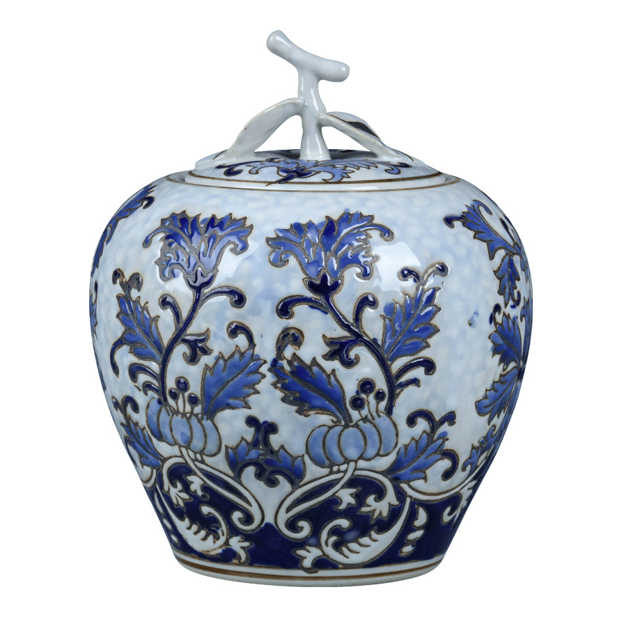 Jingdezhen blue and white storage tank furnishing articles of the new Chinese style household ceramics archaize with cover sitting room apple canned act the role ofing is tasted