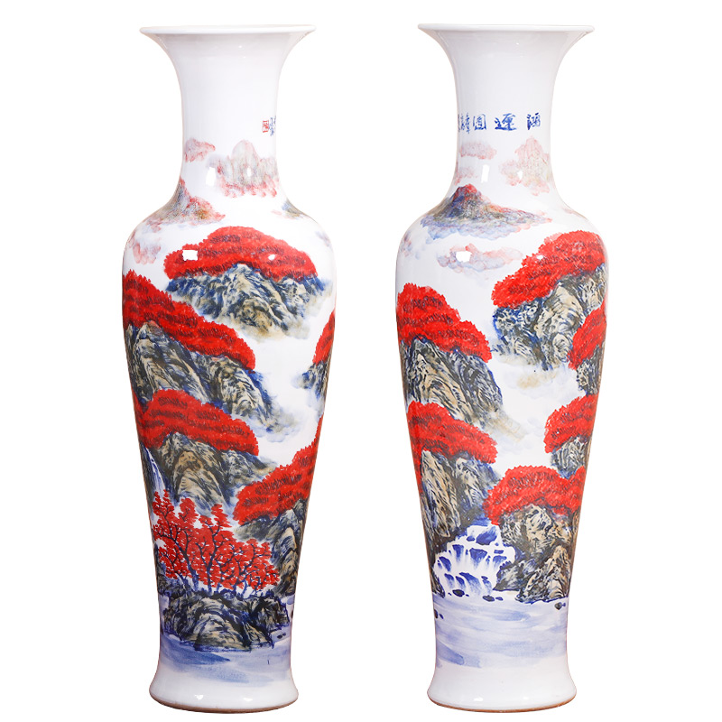 Jingdezhen ceramics hand - made modern landscape painting of large vase of new Chinese style living room TV cabinet porch place