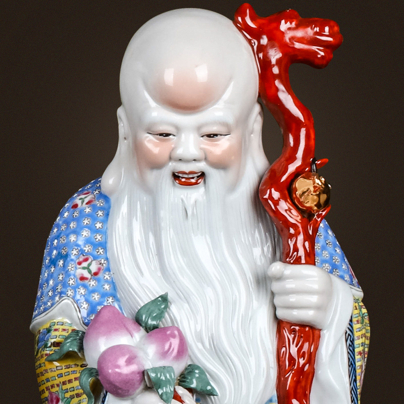 Jingdezhen ceramics craft fu lu shou samsung lucky furnishing articles of Chinese style household sweets and statues statute ornaments