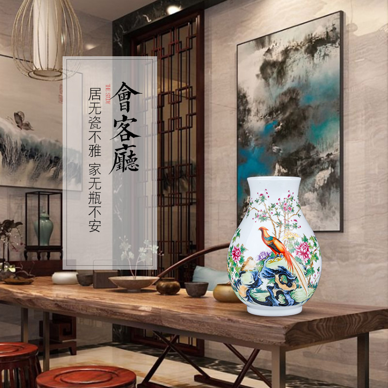 Jingdezhen ceramics powder enamel vase flower arranging wide expressions using rich ancient frame of Chinese style household, sitting room porch decoration furnishing articles