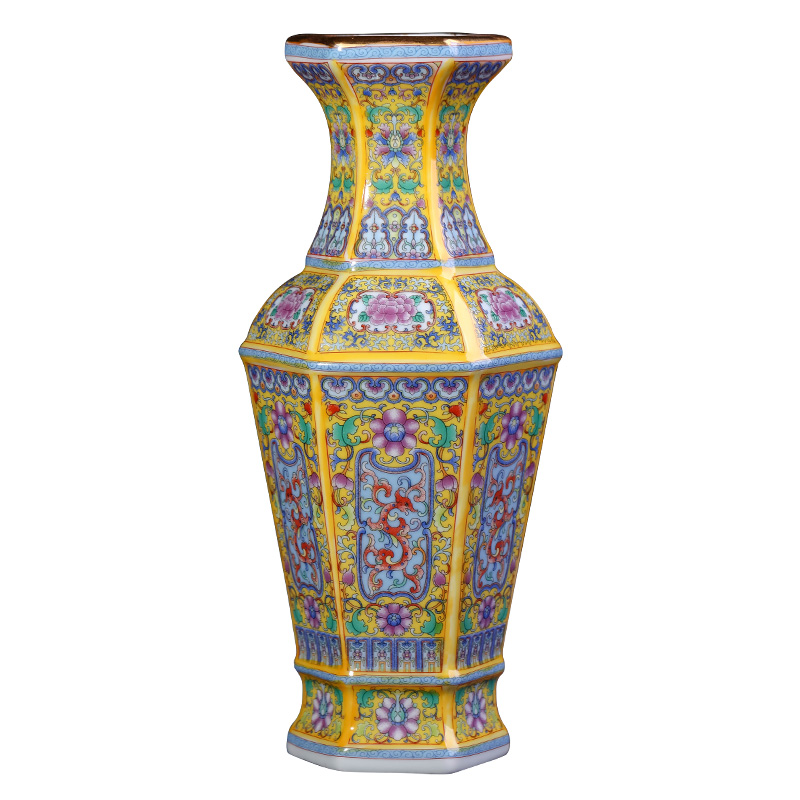 Jingdezhen ceramics vase furnishing articles sitting room flower arranging antique Chinese colored enamel porcelain home decoration arts and crafts