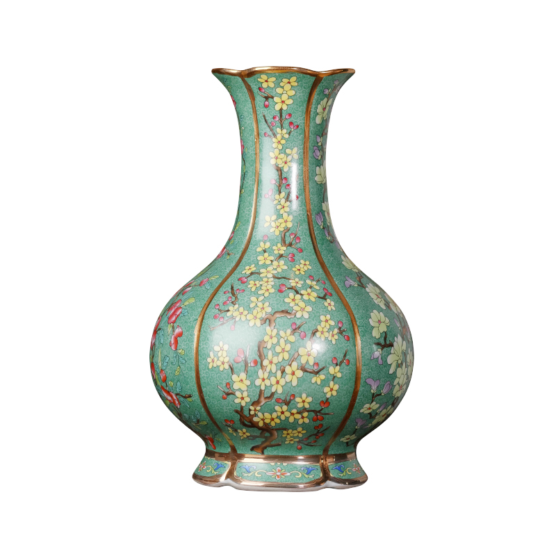 Jingdezhen ceramics imitation antique qianlong colored enamel vase flower arranging the sitting room TV ark adornment handicraft furnishing articles