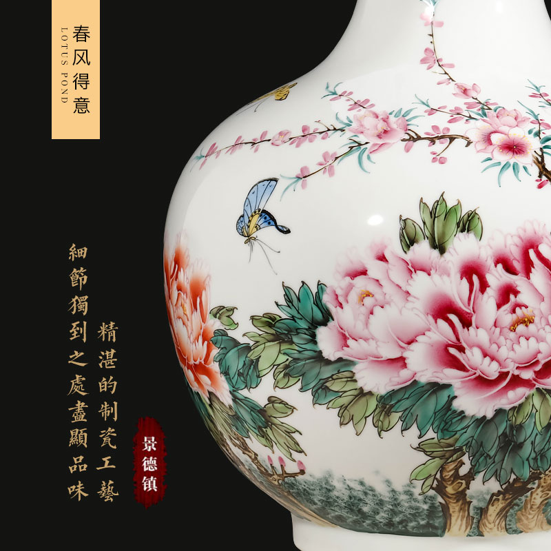 Jingdezhen ceramic wine sitting room adornment large Chinese style home furnishing articles by hand - made pastel dried flower vase