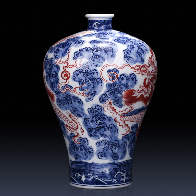 Jingdezhen ceramics imitation qianlong hand - made antique Chinese blue and white porcelain vases, flower arrangement sitting room adornment is placed