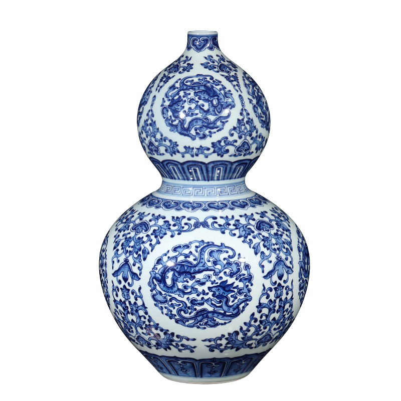 Jingdezhen ceramics imitation qianlong hand - made feng shui gourd of blue and white porcelain vase furnishing articles furnishing articles the new Chinese rich ancient frame