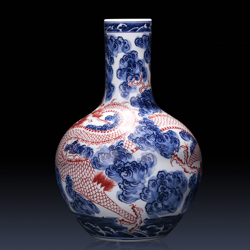 Jingdezhen ceramics imitation yongzheng antique hand - made Chinese blue and white porcelain vase sitting room porch decoration furnishing articles
