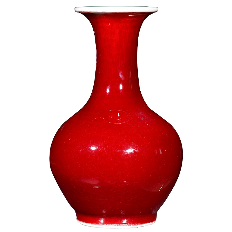 Jingdezhen ceramics archaize lang red crackle vases, flower arranging Chinese style restoring ancient ways household adornment handicraft furnishing articles