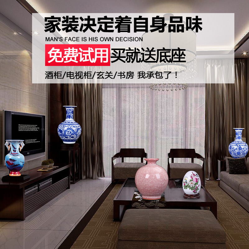 Blue and white porcelain vases, flower arrangement of jingdezhen ceramics furnishing articles sitting room ark office rich ancient frame home decoration