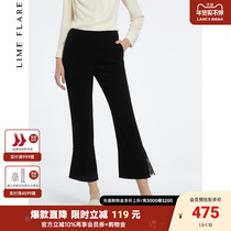 Rhine's new autumn high-spread recreational pants design sensory lace splicing open pork belt women