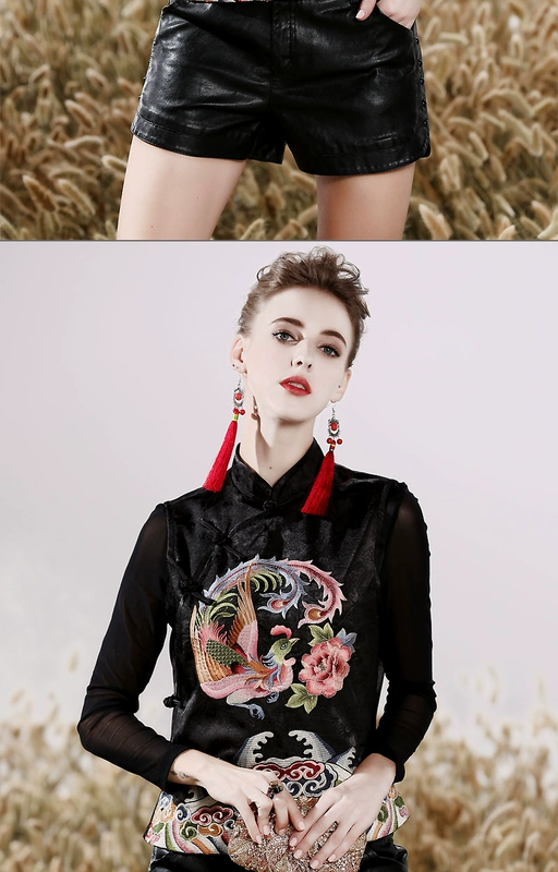 Cailuan 2020 mùa thu và mùa đông mới retro phụ nữ dân tộc Trung Quốc phong cách thêu jacquard cộng với size sườn xám áo khoác ngắn - Áo vest