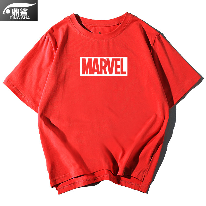 marvel漫威T恤短袖男女死侍驚奇隊長鋼鐵人衣服復聯4電影周邊半袖