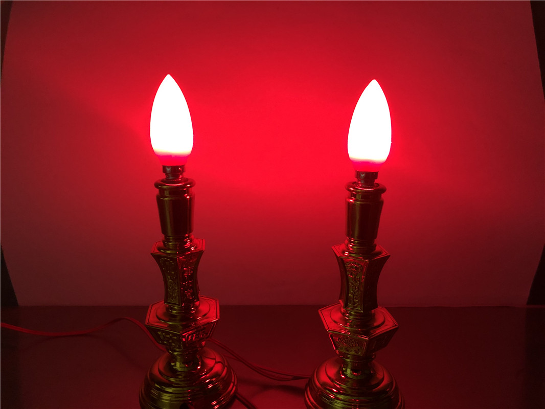 led佛灯长明供佛财神灯插电红色e14蜡烛灯泡e12螺口节能烛灯 一对