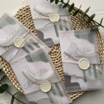 Green Morandi Phnom Penh Lace Invites Cambodia upscale ribbon Please post wedding wedding Wedding Invitation Letter single page Wedding Invitation Letter Customized