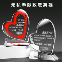 Heroes Medals Customized Anti-epidemic Medical Care Customized Charity Crystal Trophy Volunteer Grant Photo