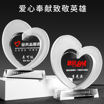 Heroes Medals Customized Anti-epidemic Medical Care Customized Charity Love Crystal Trophy Volunteer Authorization Card Commemoration