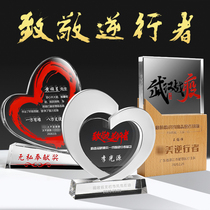 Reverse trophy anti-epidemic medical care customized love crystal custom charity Chinese volunteer hero Commendation Medal