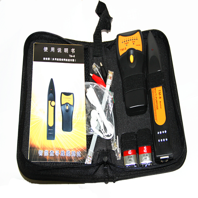 tm-8 cable finder cable finder cable tester network cable tester network cable continuity tester cable finder with 2 batteries, earphones, tool kit and wire stripper