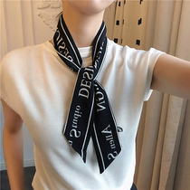 ins South Korea East Gate Spring and Autumn Letters Womens Small Silk Scarf Broad Scarf Joker Decoration Fine Narrow Small Scarf Winter