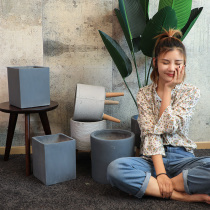 Nordic cement flowerpots ins simple imitation cement plate flower products balcony ornaments stall Source night market creativity