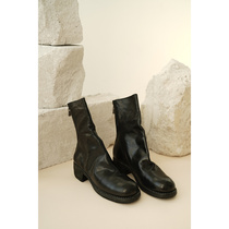 Gross Cat G S High Set Craftsman Series Handmade Solid TE Isomid Process Washed Mapleather Rear Zipper Inverted Boots Short Boots