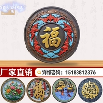 Antique painted brick carving five blessings holding longevity lotus hand-style shadow wall wall relief pendant to attract wealth and treasure support customization