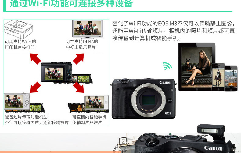 佳能canon eosm3 ef-m18-55mmf/3.5-5.6isstm 微型单电套机白色