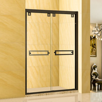 Stainless Steel Monoglyph Glass Partition Moving Door Dry Wet Separation Bathroom Bath Room Black Simple Shower Room Bath