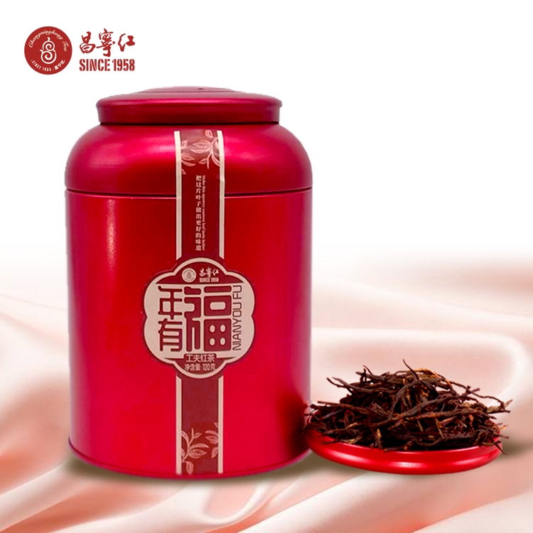 云南滇红茶罐装红茶茶叶蜜香型大叶种茶工夫红茶昌宁红年有福120g