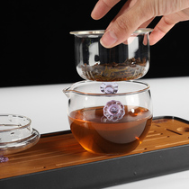 Pro-rhyme handmade glass hand-grabbing pot thick cover bowl fast guest Cup high temperature and heat-resistant crystal transparent tea set with internal leakage