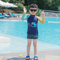 Split flat angle two-piece boy baby swimsuit new Korean long sleeve middle child swimsuit