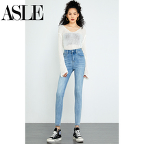 Light-colored high-waisted jeans women show high and thin 2021 autumn new elastic hip tight nine-point small feet pants