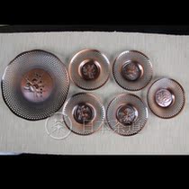 Japanese cup holder Japanese carved Mei Lan bamboo chrysanthemum pine five gentlemen copper cup holder with fruit plate