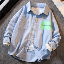 Childrens boys shirt spring and autumn models 2021 new autumn Tong long sleeve boys autumn denim shirt