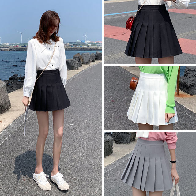 Pleated skirt short skirt female summer high waist black skirt 2020 new spring and autumn college large size jk skirt a word pants skirt Pleated skirt short skirt female summer high waist black skirt 2020 new spring and autumn college large size jk skirt a word pants skirt
