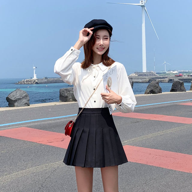 Pleated skirt short skirt female summer high waist black skirt 2020 new spring and autumn college large size jk skirt a word pants skirt Pleated skirt short skirt female summer high waist black skirt 2020 new spring and autumn college large size jk skirt a word pants skirt