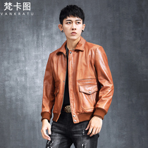 New A2 leather leather mens air force pilot retro locomotive clothing leather jacket short lapel coat trend