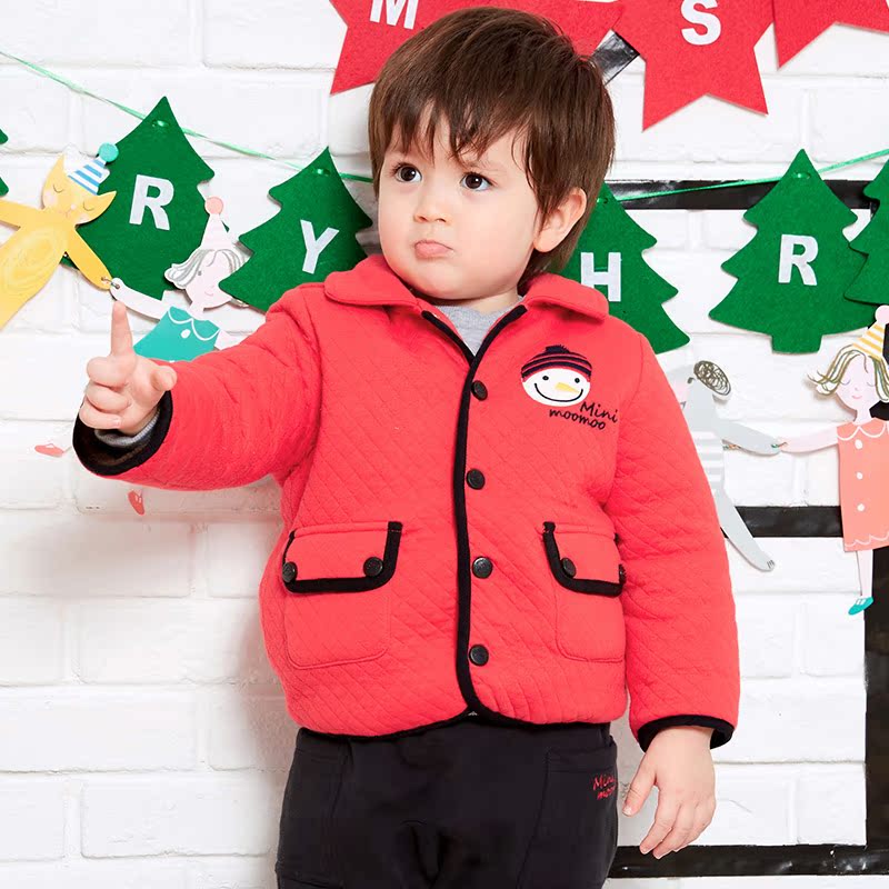 【送】美特斯邦威童装男婴童夹棉加厚连帽保暖外套上衣产品展示图1