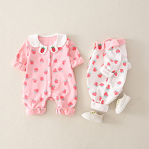 Baby jumpsuit spring and autumn newborn clothes set cotton spring dress newborn baby girl out