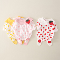 Baby triangle long sleeve ha clothing spring and autumn 0 cotton 3 months newborn baby conjoined clothes spring bag fart set