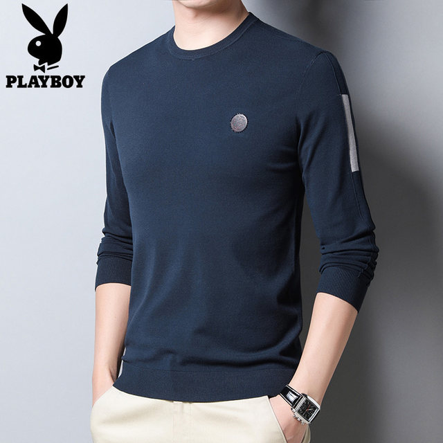 Playboy 2020 spring men's sweater youth solid color long-sleeved bottoming shirt men's round neck casual sweater tide Playboy 2020 spring men's sweater youth solid color long-sleeved bottoming shirt men's round neck casual sweater tide
