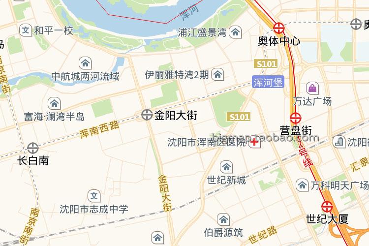 沈阳市浑南区地图高清定制房地产快递公司银行商业机构办公室画芯